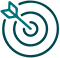 Arrow hitting bulls-eye in target icon